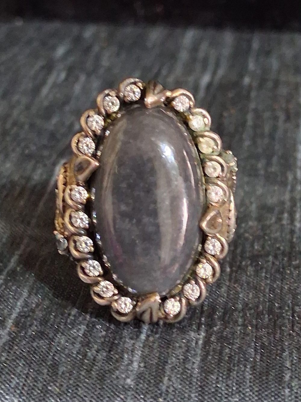 Vintage JOY 925 Sterling Silver Horse Head Labradorite Statement Ring Sz 8